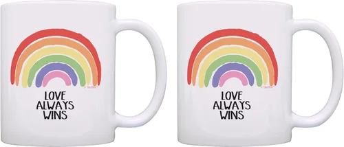 Miniatura 8 de Taza con diseño de arcoíris Love Always Wins LGBTQA Ally Gifts Gay Pride Gifts Hope - Taza de café de 15 onzas, color blanco