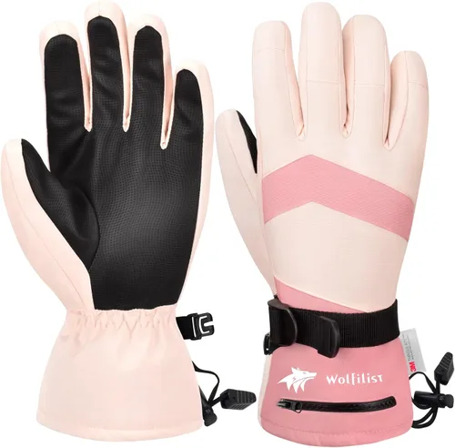 Guantes de esquí para mujer, impermeables, resistentes al viento, 3M, con aislamiento Thinsulate, guantes de invierno para pantalla táctil, para