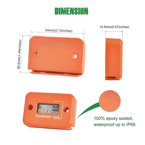 Miniatura 7 de Yooreal Medidor digital de horas, tacómetro de RPM, diseño impermeable IP68 para cortacésped, automóvil, motor, tractor, motosierra, motor fuera