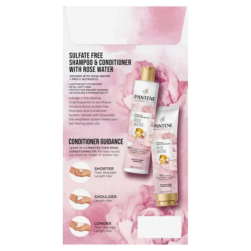 Miniatura 8 de Pantene Nutrient Blends Miracle Moisture Boost - Champú y acondicionador de agua de rosas, paquete doble para cabello seco, sin sulfatos
