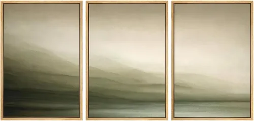 Miniatura 116 de SIGNWIN Lienzo enmarcado para pared, juego de arte sereno de pantanos con humedales verdes e ilustraciones de agua tranquila, arte moderno
