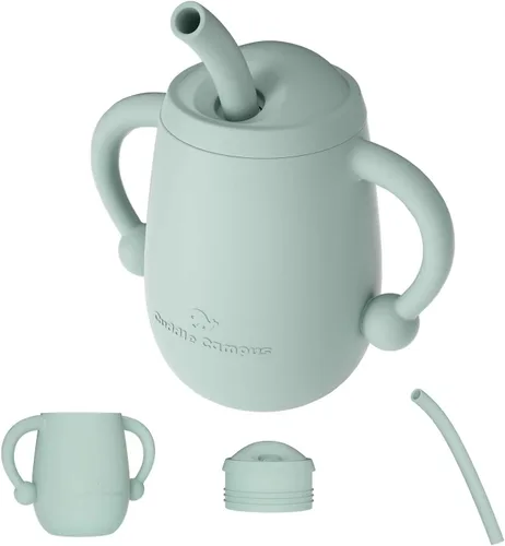 Miniatura 14 de Cuddle Campus Vasos para bebés de 7 onzas, [4 en 1] tazas para bebé, vaso de silicona inastillable, taza abierta para 6M, 6 meses, 6 a 12 meses, 1/1
