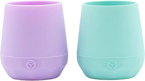 Miniatura 7 de WeeSprout Vasos de entrenamiento de silicona para bebés, juego de 2 vasos de silicona suave, taza abierta de 2 onzas para bebés de más de 6 meses