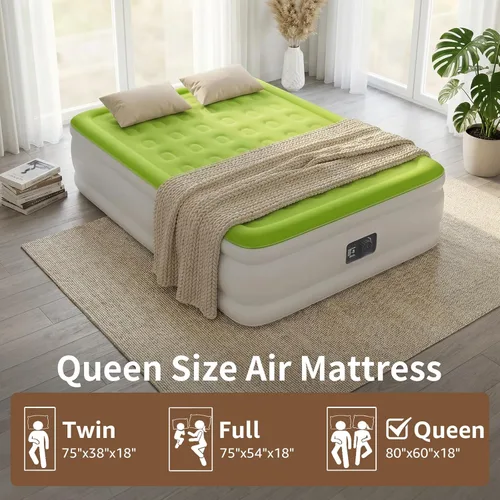 Miniatura 3 de Colchón de aire YENING tamaño queen con bomba incorporada, cama hinchable elevada, colchón hinchable resistente con cama de aire de 18 pulgadas