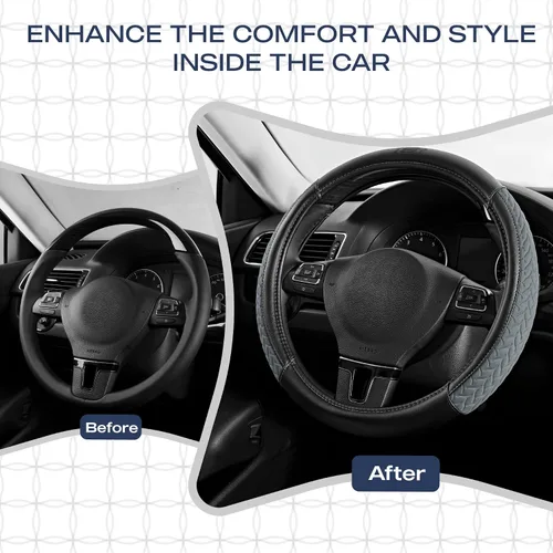 Miniatura 6 de Skechers - Funda para volante de cuero con amortiguación máxima, funda universal de 14" 1/2-15" para proteger el volante del automóvil para hombres