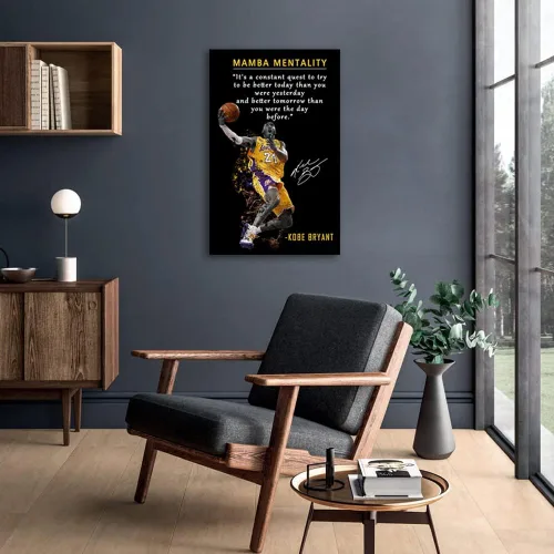 Miniatura 8 de Kobe Bryant - Póster inspirador para pared, lienzo con cita de mentalidad de Mamba, arte de pared, diseño deportivo de jugador de baloncesto