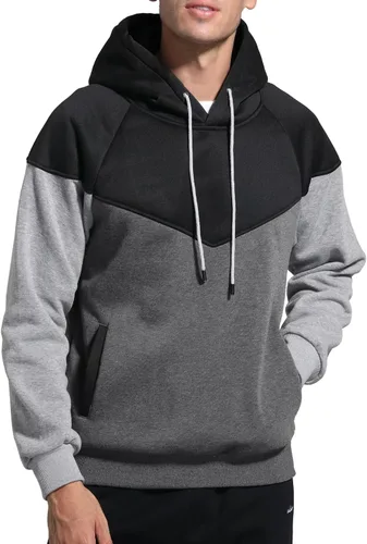 Miniatura 2 de Niceif Sudadera con capucha de forro polar de peso medio para hombre, casual, bloque de color, con bolsillos