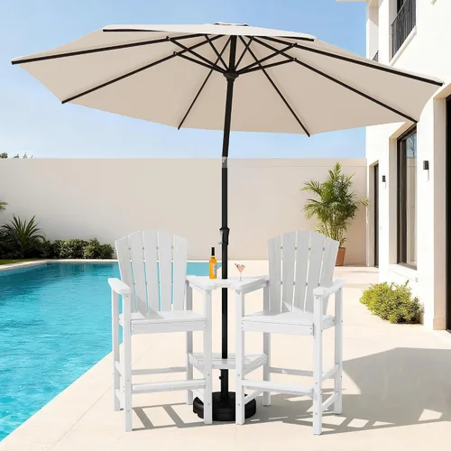 Miniatura 22 de KINGYES Aruba - Juego de 4 sillas Adirondack altas de HDPE con bandejas de conexión dobles, silla Adirondack de altura de barra en relieve para 2