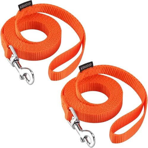Miniatura 28 de AMAGOOD 6 pies de correas para cachorros/perros, correa de estilo tradicional resistente con gancho de cuello fácil de usar, correa para perros Negro