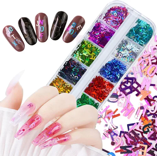 Miniatura 20 de Lentejas de purpurina camaleón para uñas, lentejuelas de arte de uñas holográficas 3D con gradiente láser, polvo de purpurina brillante en gel UV