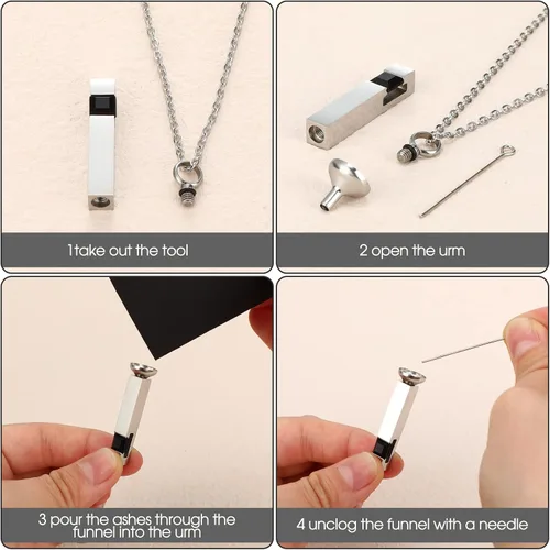 Miniatura 4 de Fumete 6 piezas de collar de cenizas, joyería de urna para cenizas humanas, colgante conmemorativo - para hombres y mujeres
