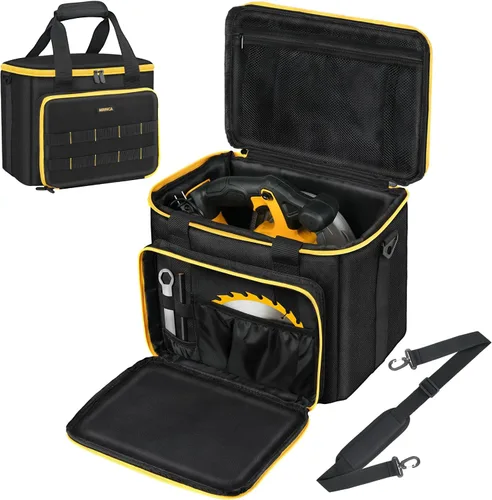 Bolsa de herramientas compatible con sierra circular DEWALT 20V MAX DCS391B/DCS565B, Milwaukee M18 2630-20, estuche de almacenamiento de Amarillo