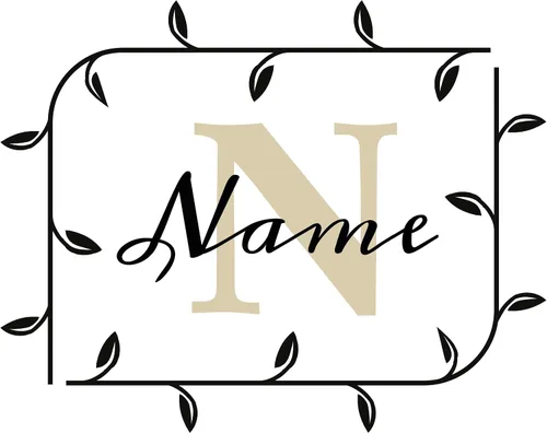 Miniatura 2 de Calcomanías de pared personalizadas con nombre de bebé en un bonito marco con ramas y hojas, calcomanías para paredes con nombre personalizado
