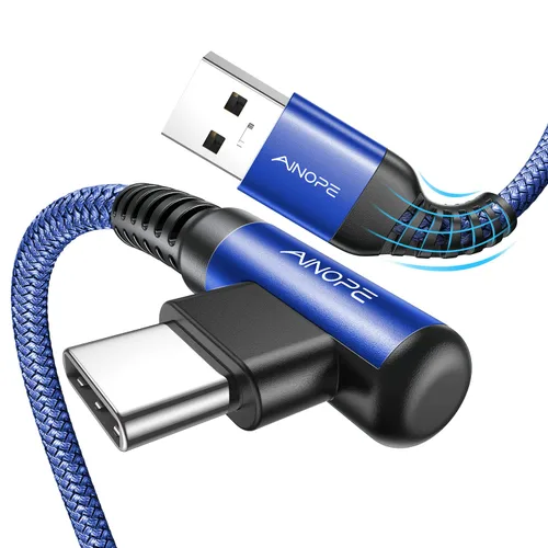 Miniatura 29 de AINOPE Cable USB a USB C [2 unidades, 6.6 pies] 3.1A tipo C cargador de carga rápida, cable USB C en ángulo recto para iPhone 17 Carplay, Galaxy Gris