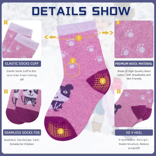 Miniatura 40 de Eocom 6 pares de calcetines de invierno cálidos de lana para niños y niñas