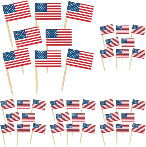 Miniatura 8 de Paquete de pinches con bandera estadouniense para fiestas (1 paquete de 50 unidades), Paquete de 1, Rojo/Blanco/Azul