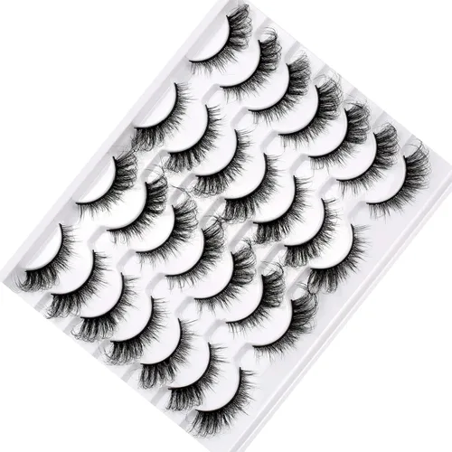 Miniatura 210 de Pooplunch - Pestañas postizas finas de visón sintético, estilo ojo de gato, naturales, cruzadas, tipo racimo, efecto 8D de volumen, tiras