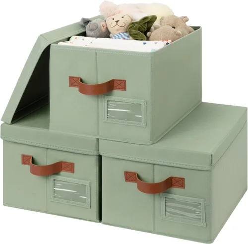 Miniatura 12 de GRANNY SAYS Cajas de tela con tapas, contenedores de almacenamiento con asas, contenedores de estante para organizar, cajas de almacenamiento extra