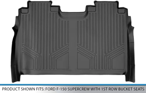 Miniatura 3 de MAXLINER Alfombrillas de piso de 2ª fila, color negro para Ford F-150 SuperCrew 2015-2022 con asientos de cubo de primera fila