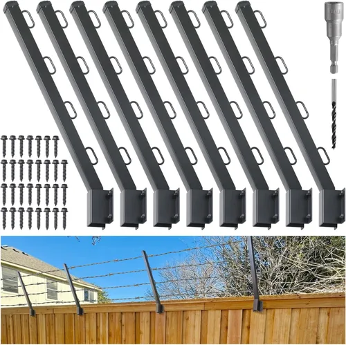 Miniatura 16 de Extensor de poste de valla, alambre de púas de 23.5 pulgadas, brazo extendido, para cercas exteriores para aumentar la altura, proteger