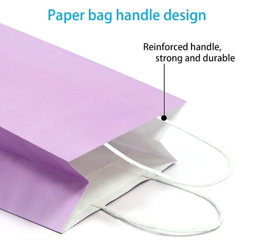 Miniatura 3 de 25 bolsas de regalo pequeñas de papel kraft morado claro, bolsas de regalo moradas con asas para recuerdos de fiesta (8.2 x 6 x 3.1 pulgadas)