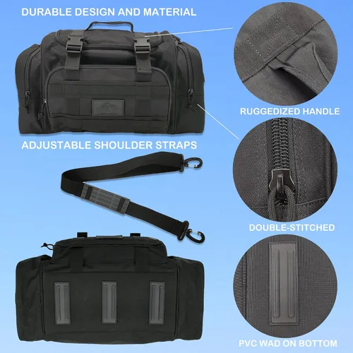 Miniatura 5 de AB Tactical Series Duffle Bag Gym Travel Senderismo y Trekking Bolsa de deportes Bolsa de caza y pesca, Negro -, Bolsa de lona para exteriores