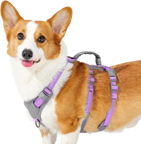 Miniatura 18 de Huntboo Arnés reflectante para perro con asa, a prueba de escape, antideslizante, transpirable, ligero, arnés de elevación ajustable para perros