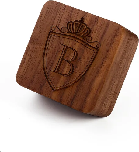 Miniatura 5 de Gemelos de acero con inicial de la A a la Z para hombre, con letras del alfabeto con caja de madera de nogal grabada, juego de regalo de boda