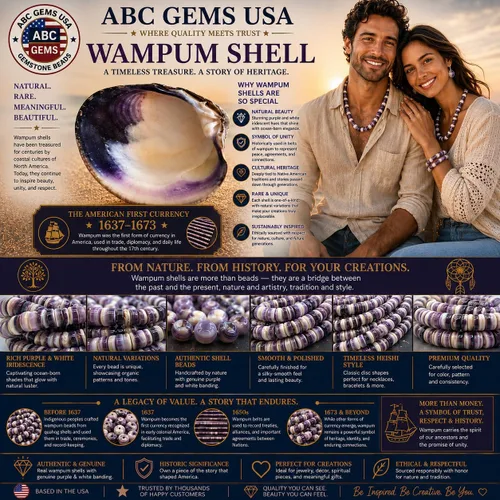 Miniatura 2 de ABCGEMS - Cuentas de concha Wampum más oscuras de EE. UU. AAA Auténtico Quahog de la costa este (primera moneda de América 1637-1673) Producción