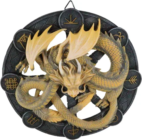 Miniatura 8 de Ebros Gift Wicca Neo Paganism Sabbats Rueda del Año Fantasía Dragón con Símbolos Sagrados Decoración de Pared Escultura por Anne Stokes Dragons