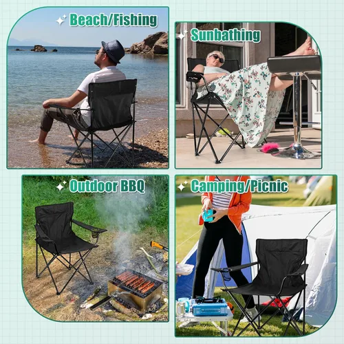Miniatura 7 de HaSteeL Silla de Camping, Silla Plegable Extra Grande para Adultos, Silla de Campamento Plegable con Portavasos, Portátil para Pesca al Aire Libre