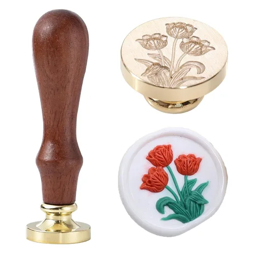 Miniatura 21 de Sello de cera – Sello de cera de sellado de semillas de loto, sello floral y vegetal, cabeza de sello de flor de loto ovalada para tarjetas, sobres