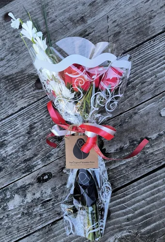 Miniatura 7 de Ramos originales de rosas de madera en 1, 2, o 3 docenas, Madera de abedul, Todo rojo, 1 Docena