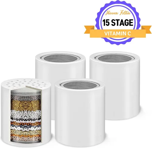 Miniatura 2 de Cartucho de repuesto de filtro de ducha de 15 etapas (paquete de 4) filtro de ducha con vitamina C para agua dura, filtro de agua de ducha que