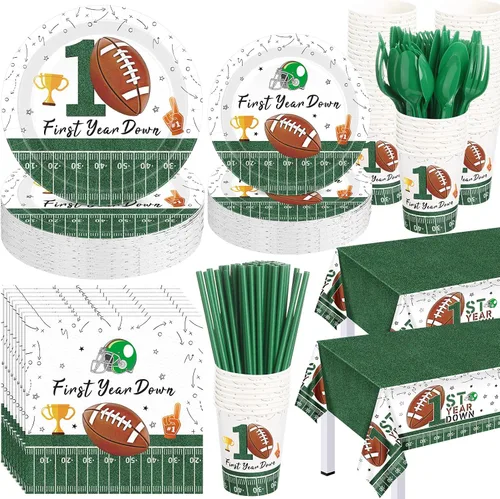 Miniatura 11 de Potchen 452 piezas temáticas de suministros de fiesta para 50 invitados, platos de papel, servilletas, vasos, manteles, cubiertos y pajitas