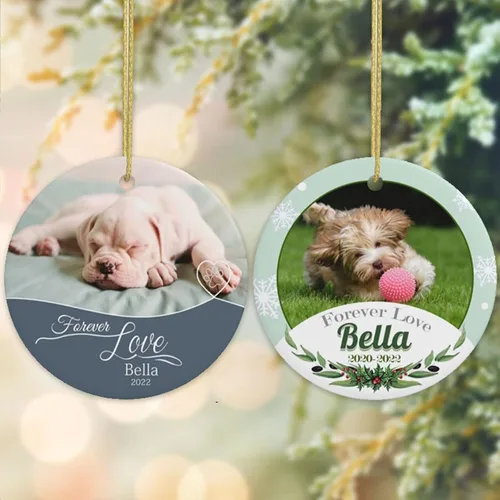 Adorno conmemorativo personalizado para perro, 2025, con imagen de perro, foto y nombre, adornos para árbol de Navidad, regalo personalizado para