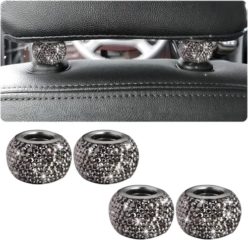 Miniatura 7 de Osilly Collares Brillantes para Reposacabezas de Automóvil, 4 Piezas de Collares con Anillos Decorativos para Reposacabezas de Automóvil, Accesorios