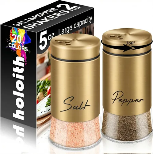 Miniatura 13 de Juego de salero y pimentero, salero y pimentero de vidrio de 148 ml con tapa de acero inoxidable, decoraciones del 4 de julio para cocina y hogar