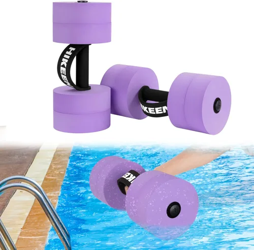 Miniatura 13 de Hikeen Mancuernas de ejercicio acuático con 4 pesas de espuma EVA de alta densidad para piscina, resistencia a la piscina, para aeróbic acuático