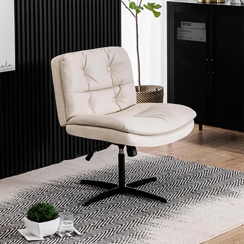 Miniatura 6 de Criss Cross Chair No Wheel Saucer Gaming Armless Swivel Vanity Chair Ergonomic Cross Legged Home Office Computer Chair for Home Living Room Bedroom