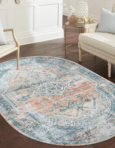 Miniatura 15 de Unique Loom Newport Collection - Alfombra de área ocre (2' x 3' 11", azul/marrón claro)