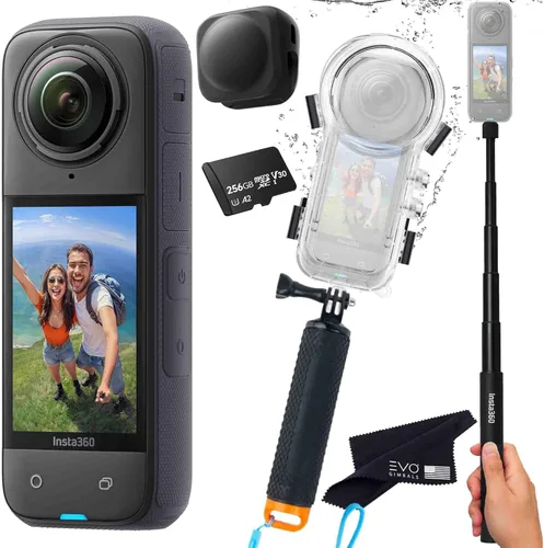 Insta360 Paquete de buceo X4: cámara de acción impermeable 360 con sensores de 1/2 pulgada de 48 MP, video HDR 8K 360, foto 360 de 72 MP | El