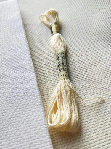 Miniatura 2 de Tela de punto de cruz de 14CT de algodón Aida de 19 x 28 pulgadas (blanco antiguo)