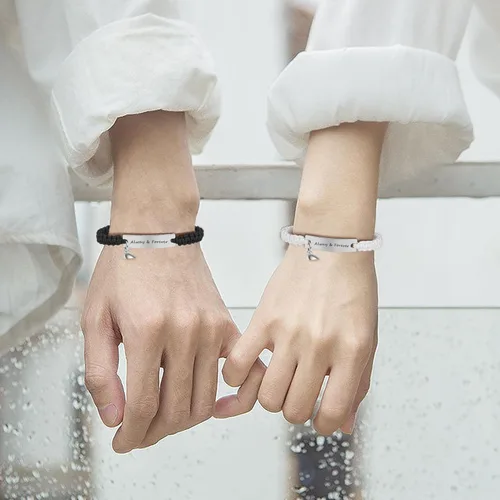 Miniatura 6 de Pulseras de pareja a juego para novio y novia, pulsera de amistad y relación para mejores amigos, pulseras ajustables de estiramiento de joyería