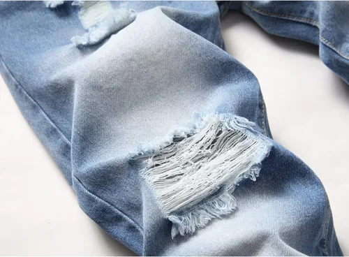 Miniatura 3 de Jeans rasgados para hombre, ajustados, ajuste regular, pierna cónica, desgastados, pantalones de mezclilla para hombre con agujero