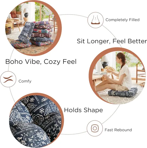 Miniatura 3 de Codi Almohada de Piso para Meditación, Almohadas Cuadradas de Asiento para Adultos y Niños, Cojín Bohemio para Yoga, Sala de Estar, Tatami, Espuma