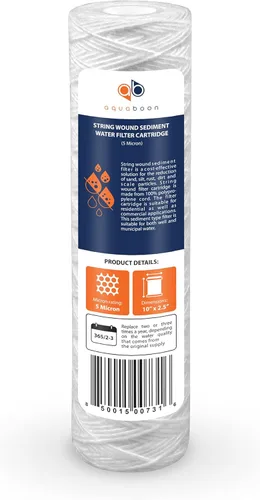 Miniatura 8 de Aquaboon Whole House - Cartucho de filtro de agua para sedimentos de heridas de 5 micras, 10 x 2.5 pulgadas, compatible con filtro de agua de pozo