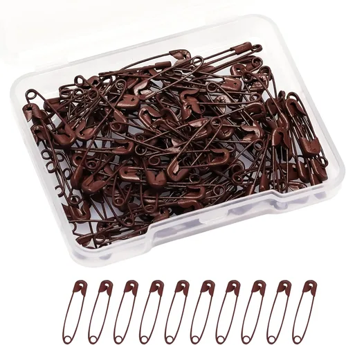 120 pines de seguridad de 0.748 in, mini pines de metal para manualidades, costura, fabricación de joyas (marrón)