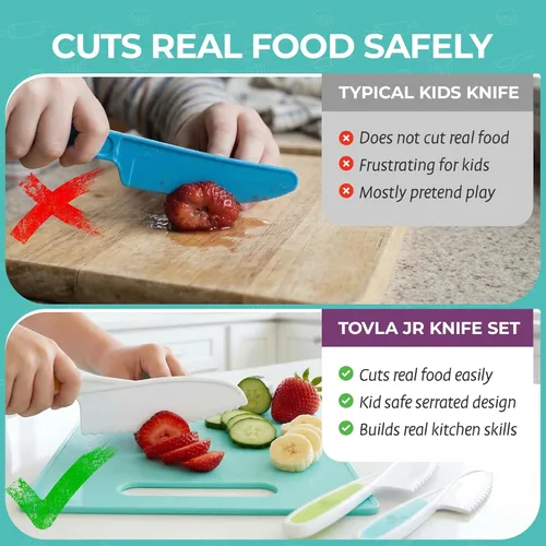 Miniatura 5 de Tovla Jr - Juego de cuchillos seguros para niños para cocina real, cuchillos de cocina para niños pequeños, herramientas de cocina Montessori STEM