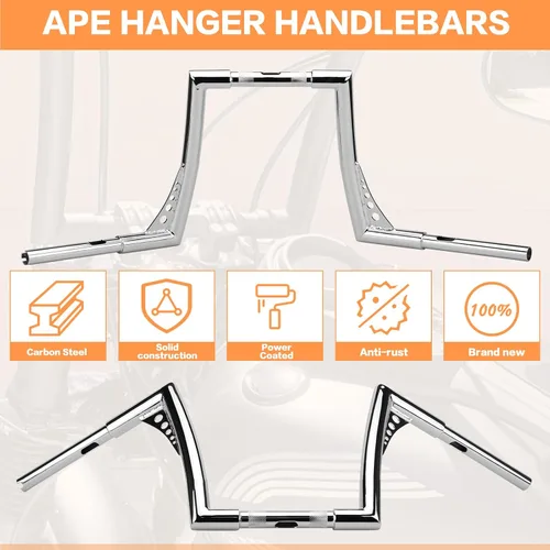 Miniatura 5 de Manillar Ape Bar de 14 pulgadas de elevación de 1-1/4 pulgadas Repuesto de manillar de motocicleta para Harley Davidson Sportster 1984-2022 Road